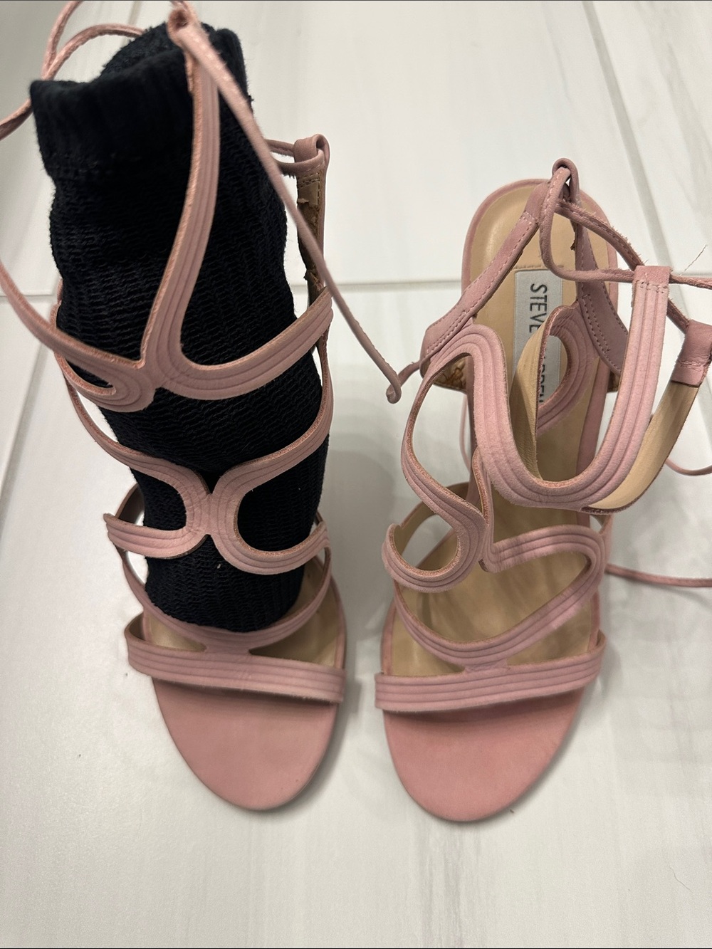 Steve Madden Blush Pink Strappy Lace-Up Heels
